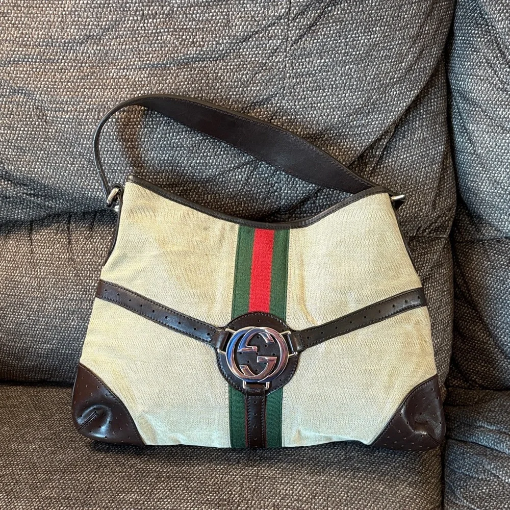 Vintage Gucci GG Supreme web Reins Hobo Bag